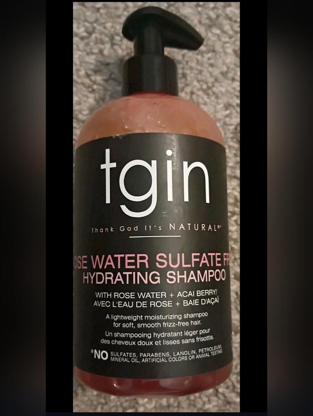TGIN Natural Rose Water & Acai Berry Sulfate-Free Hydrating Shampoo 13oz